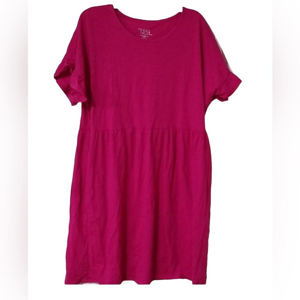 Time and Tru Women’s PINK Ruffled Short Sleeve Casual Dress, Various Sizes NWT